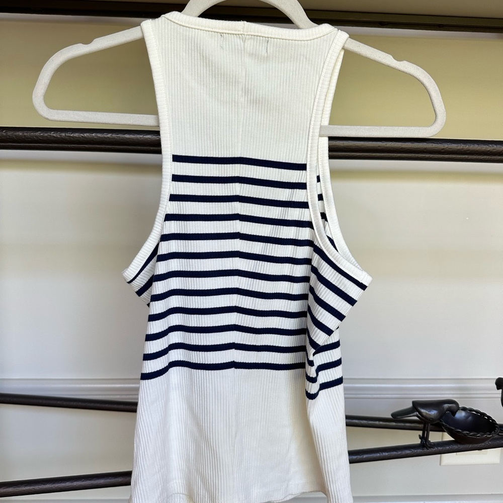 Navy Striped ribbed tank - Picture 2 of 2